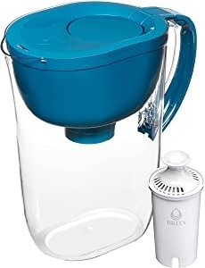 Large 10 Cup Water Filter Pitcher with Smart Light Filter Reminder and 1 Standard Filter, Made Without BPA, Teal (Packaging May Vary)