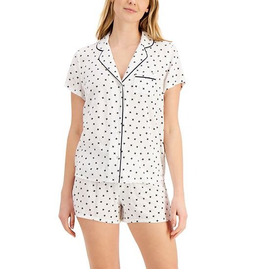 Printed Notch Collar Pajama Shorts Set, Created for Macy's