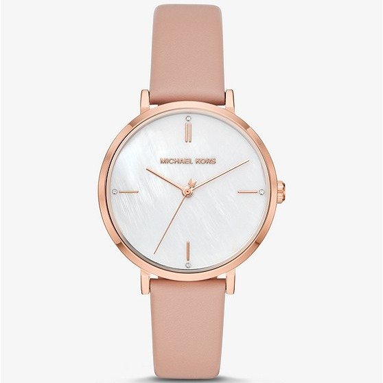 Oversized Jaryn Rose Gold-Tone and Leather Watch