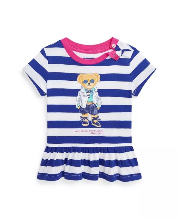 Baby Girls Polo Bear Cotton Jersey Peplum T-shirt