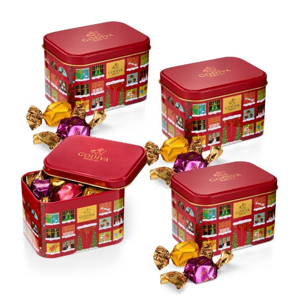 Holiday G Cube Truffle Tin, Set of 4, 15 pc each