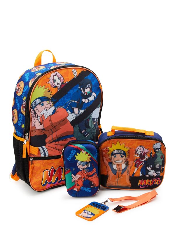 Shippuden Squad 17" Laptop Backpack and Lunch Bag Set, 4-Piece, Orange