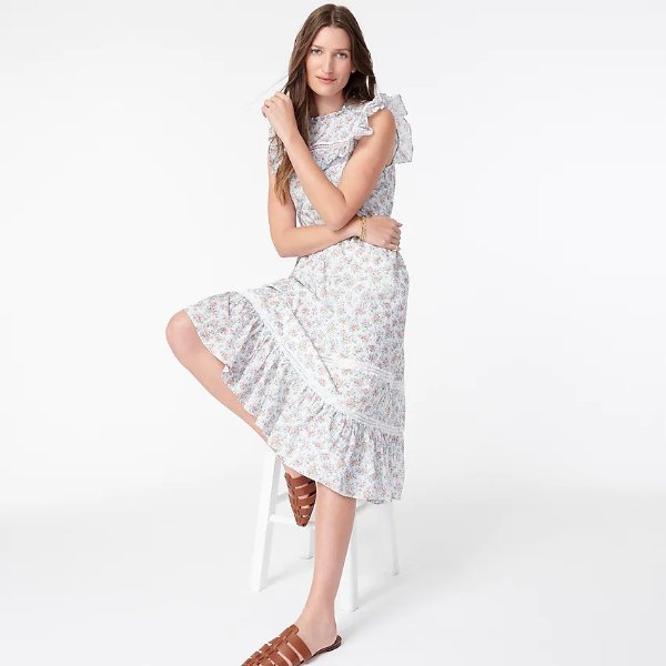 Tiered ruffle dress in Liberty ® Winding Roses
