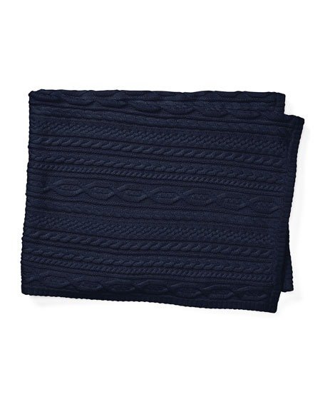Cable-Knit Baby Blanket, Navy