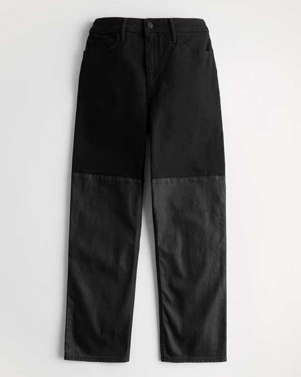 Ultra High-Rise Coated Black Dad Jeans