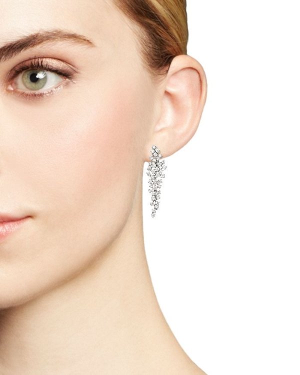 Cascade Diamond Drop Earrings in 14K White Gold, 2.55 ct. t.w. - 100% Exclusive