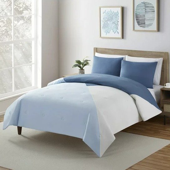 Serta So Soft 3-Piece Blue Reversible Comforter Set