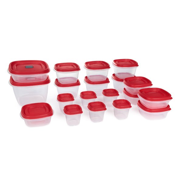 Rubbermaid Easy Find Vented Lids Food Storage Containers, Set of 19 (38 Pieces Total) Plastic Containers|Reusable & Stackable Meal Prep Containers, Racer Red