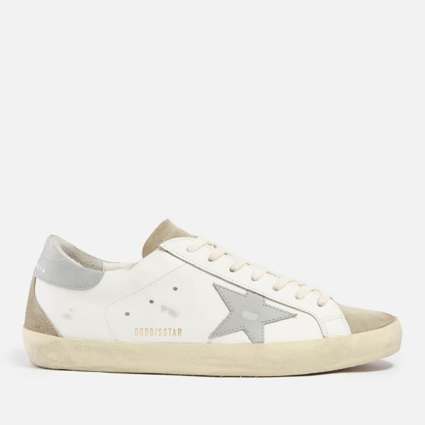 Superstar Distressed Leather and Suede Trainers