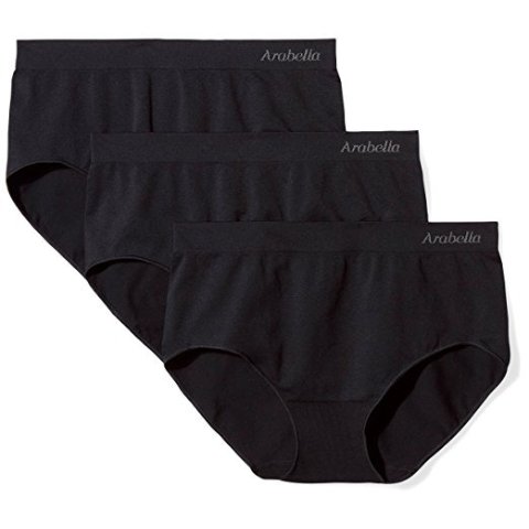 arabella women s plus size seamless brief panty, 3 pack