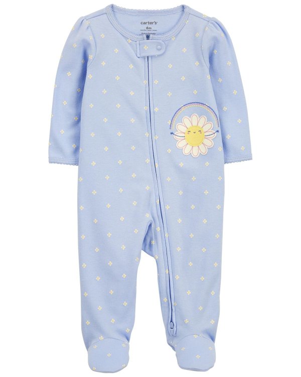 Baby 2-Way Zip Polka Dot Cotton Sleep & Play Pajamas