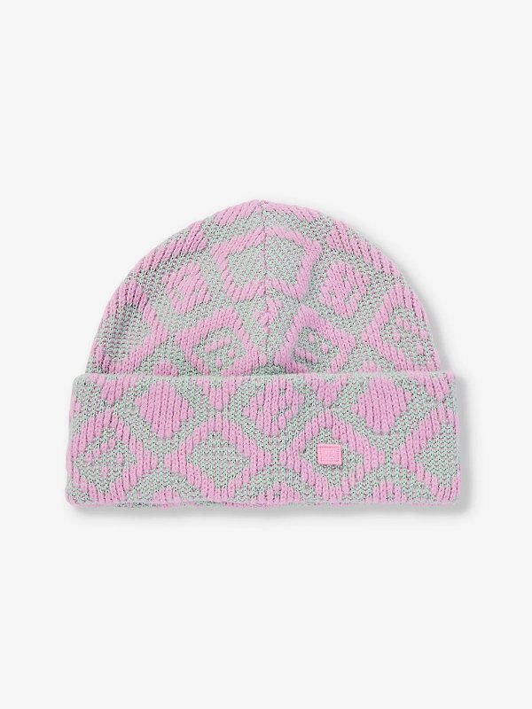 Konny tile-pattern cotton and wool-knit beanie hat