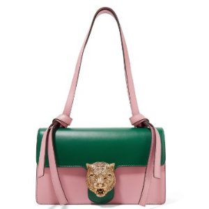 GUCCI Embellished two-tone leather shoulder bag @ THE OUTNET