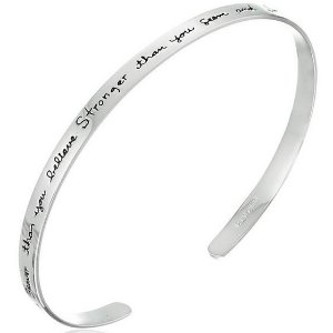 Sterling Silver "You are braver than you believe..." Cuff Bracelet, 7"