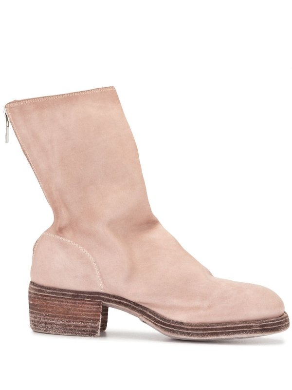 suede zip-up ankle boots