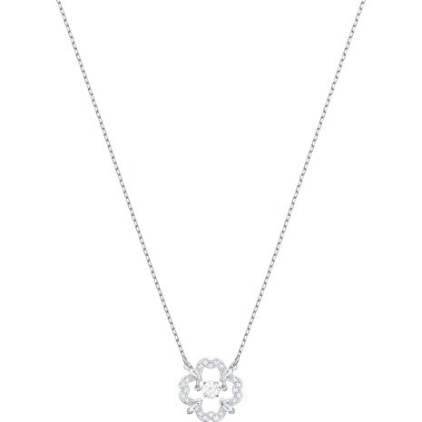 Sparkling Dance Pear Necklace, White, Rhodium plated by SWAROVSKI