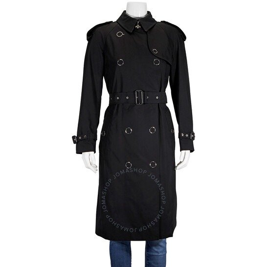 Black Double-breasted Cotton Gabardine Trench Coat With Press-stud Detail