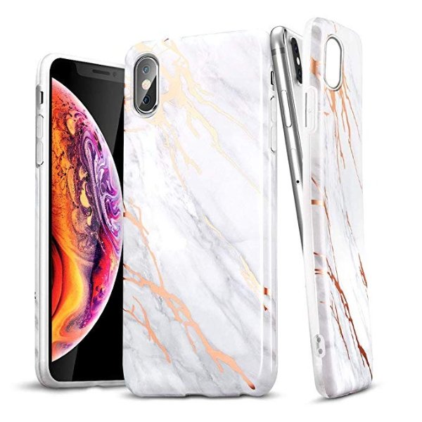 Marble Slim Soft Case for iPhone Xs Max, Flexible TPU Marble Pattern Cover for Apple iPhone 6.5 inch (2018 Release) (Grey Gold Sierra)