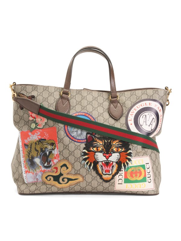 Made In Italy Supreme Canvas Logo Tote With Patches | Handbags | Marshalls