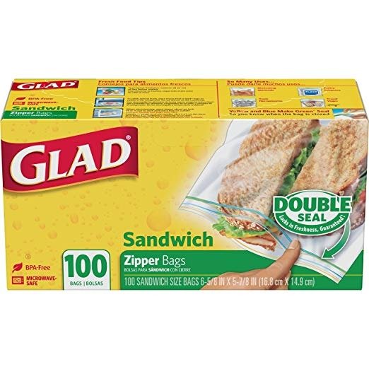 Food Storage Bags, Sandwich Zipper, 100 Count