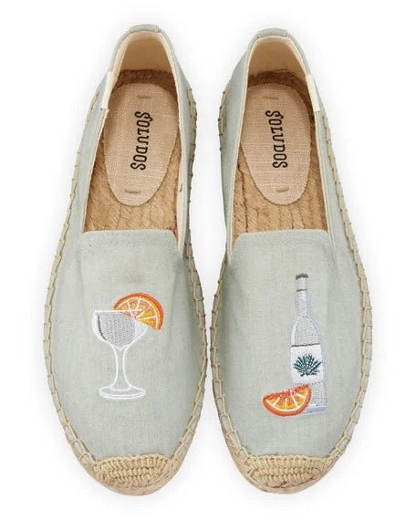 Agave Embroidered Espadrille Smoking Slippers