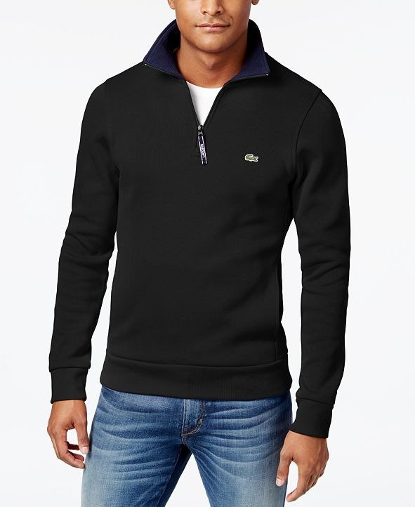 Men's Ribbed Quarter-Zip Cotton Sweatshirt