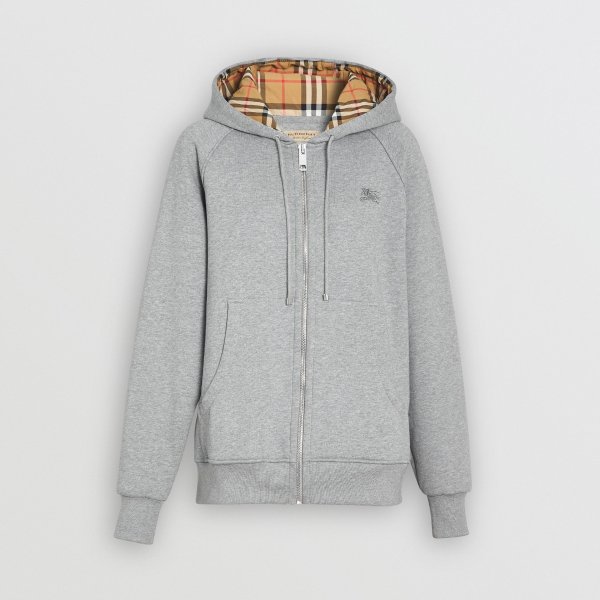 Vintage Check Detail Jersey Hooded Top