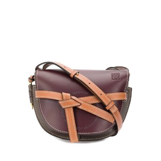 Ladies Oxblood / Taupe Gate Small Bag