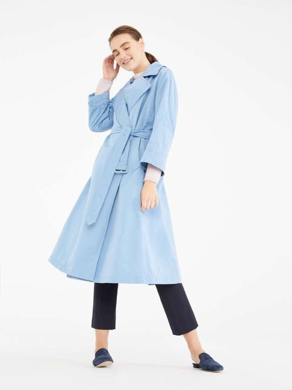 Water-repellent faille trench coat, sky blue -