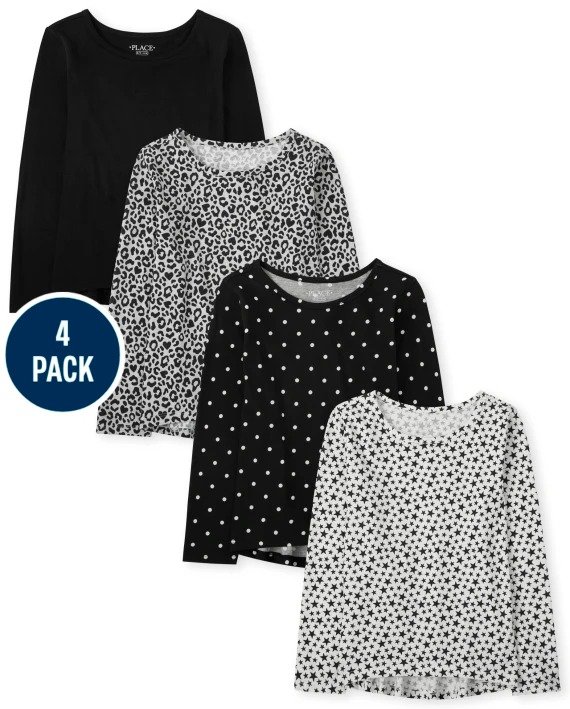 Girls Long Sleeve Dot Print High Low Top 3-Pack | The Children's Place - H/T MIST