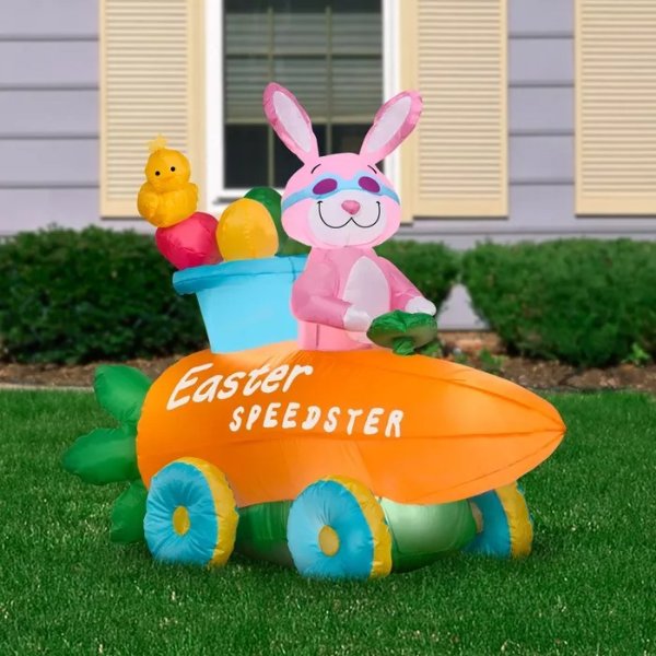 Airblown Inflatable Easter Bunny Speedster, 3 ft Tall, pink
