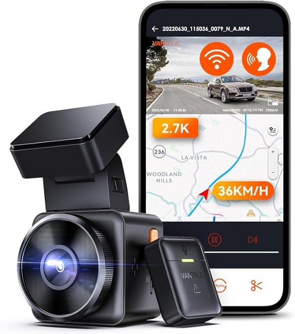 E1 2.5K WiFi Mini Dash Cam with GPS and Speed
