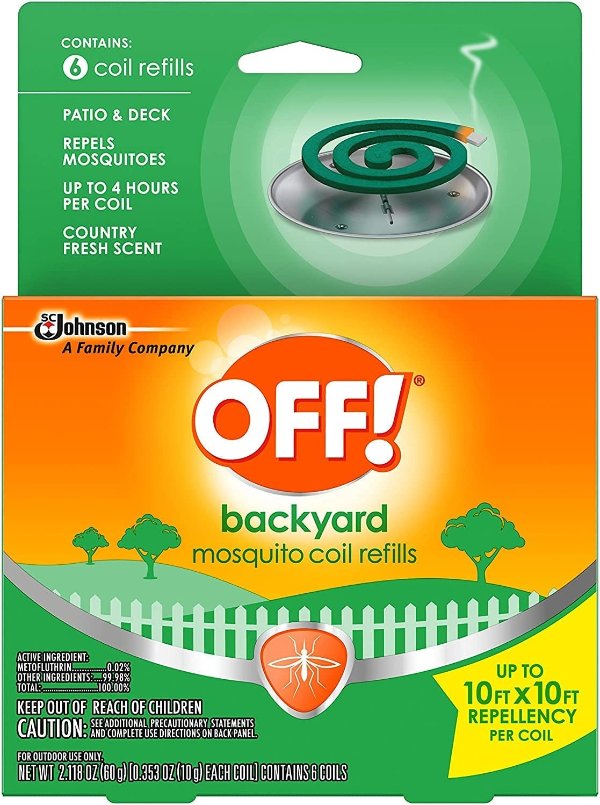 ! Backyard Mosquito Repellent Coil Refills, Perfect for Outdoor Patios Country Fresh Scent, 6 Count