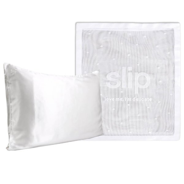 Exclusive Silk White Pillowcase Duo and Delicates Bag (Worth $193.00)