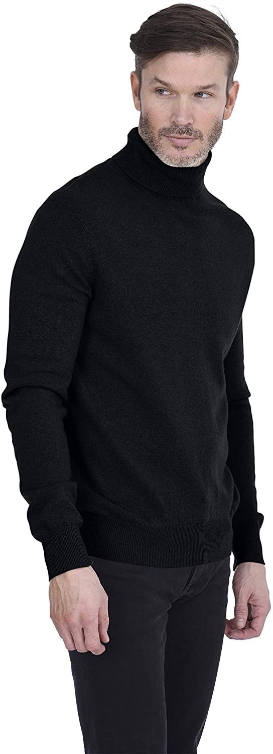 Men's Basic Turtleneck Pullover 100% Pure Cashmere Long Sleeve Roll Neck Sweater