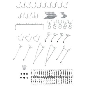 Amazon Basics Pegboard Hooks and Organizer Assortment, Zinc Plated - 51 Pieces
