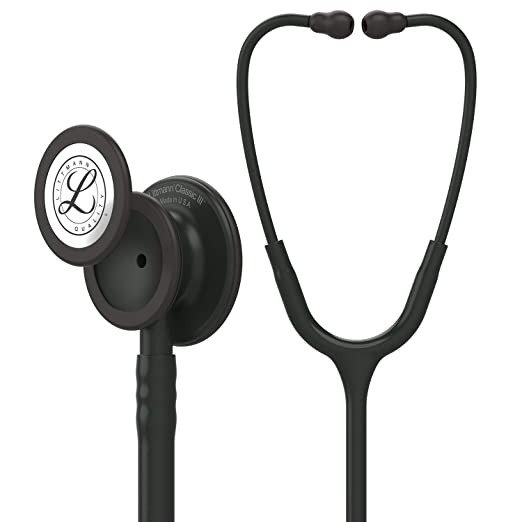 Littmann Classic III Monitoring Stethoscope, Black Edition Chestpiece, Black Tube, 27 Inch, 5803