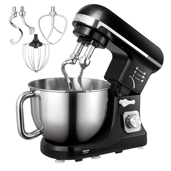 Stand Mixer, Aicok Dough Mixer with 5 Qt Stainless Steel Bowl, 6 Speeds