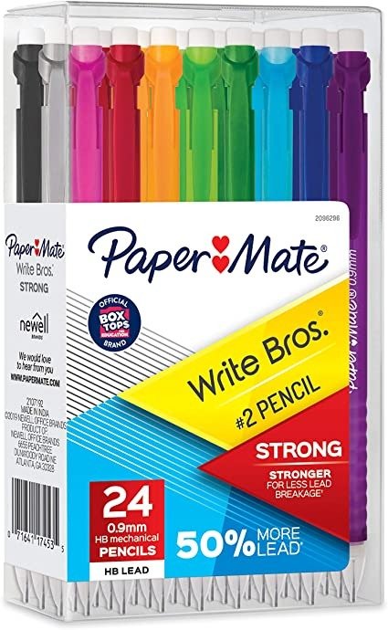 Mate Mechanical Pencils, Write Bros. Strong #2 Pencil for Less Lead Breakage, 0.9mm, 24 Count