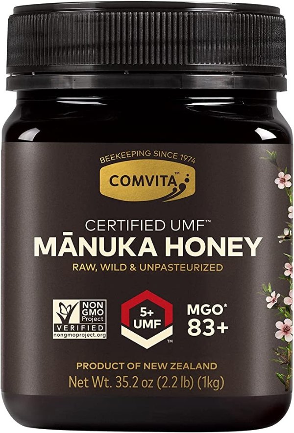 Certified UMF 5+ (MGO 83+) Raw Manuka Honey, Non-GMO Superfood for Daily Wellness, 35.2 Oz