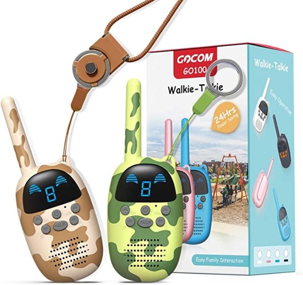 Walkie Talkies for Kids, Kids Toys Handheld Child Gift Walky Talky, Two-Way Radio Boys & Girls Toys Age 4-12, for Indoor Outdoor Hiking Adventure Games (MC-GreenBrown)