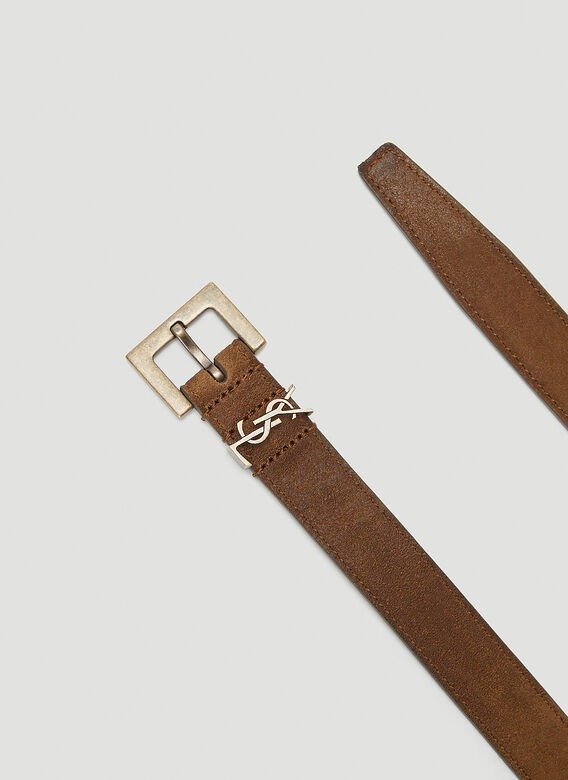 Monogram Leather Belt in Brown