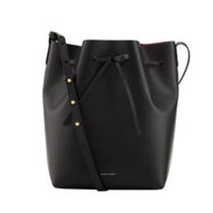  Preorder of Mansur Gavriel	Structured Leather Bucket Bag, Black/Red