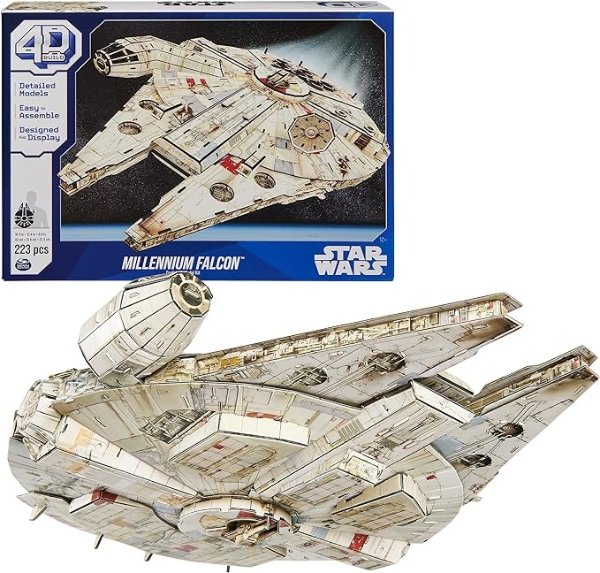 4D Build Millennium Falcon 3D Model Kit - 223 Piece Star Wars Desk Decor and Building Toy for Adults & Teens 12+