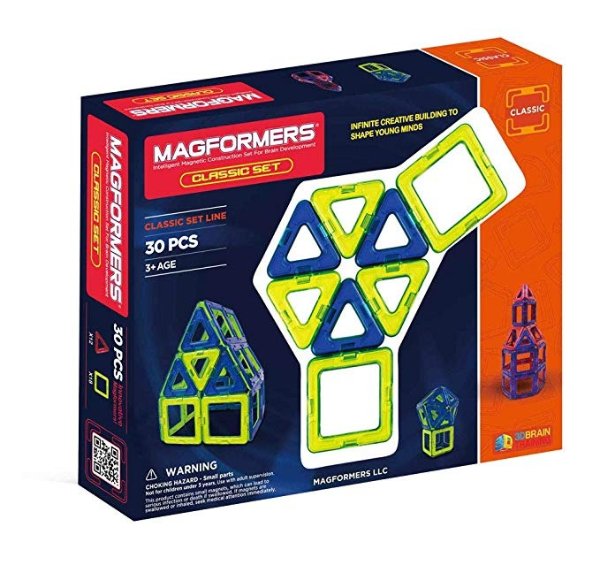 Classic (30-pieces) Set Magnetic Building Blocks, Educational Magnetic Tiles Kit , Magnetic Construction STEM Toy Set