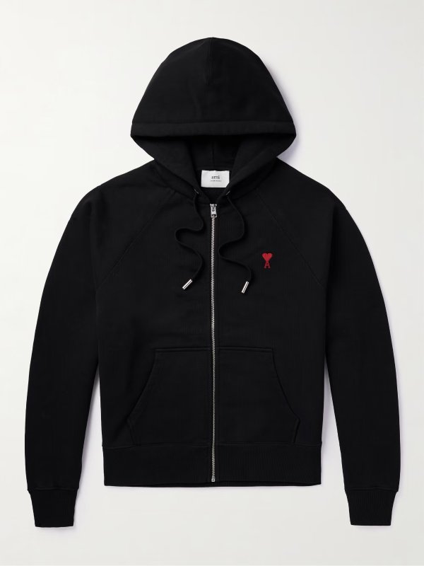 Logo-Embroidered Stretch-Cotton Jersey Zip-Up Hoodie