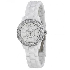 Christian Dior VIII Mother of Pearl White Hi Tech Ceramic Diamond Ladies Watch CD1221E4C001