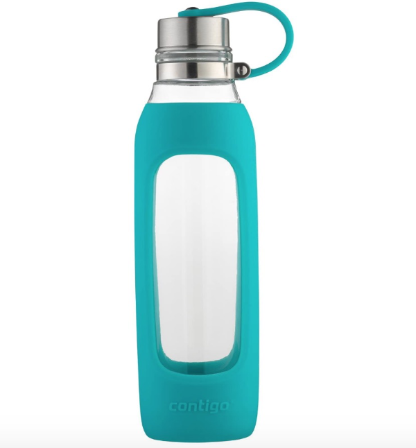 Purity Glass Water Bottle, 20 oz, Scuba With Silicone Tether