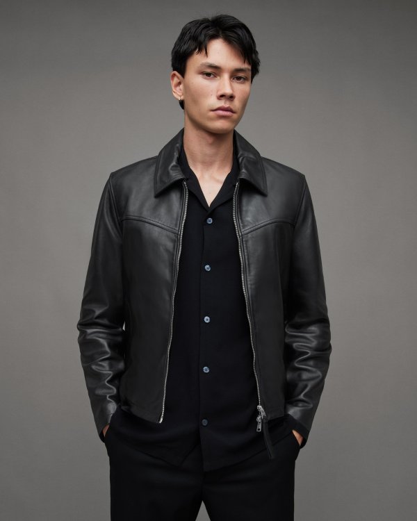 Tune Cropped Zip Up Leather Jacket