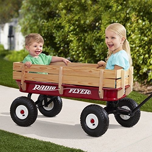 木质金属拖车，可容纳2童